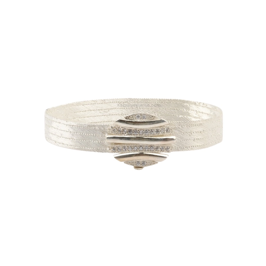 5 Row Round Kilit Trabzon Hasırı Silver Bangle