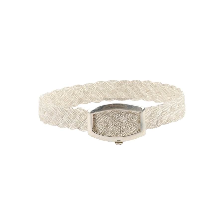 925 K Woven Trabzon Hasırı Silver Bangle