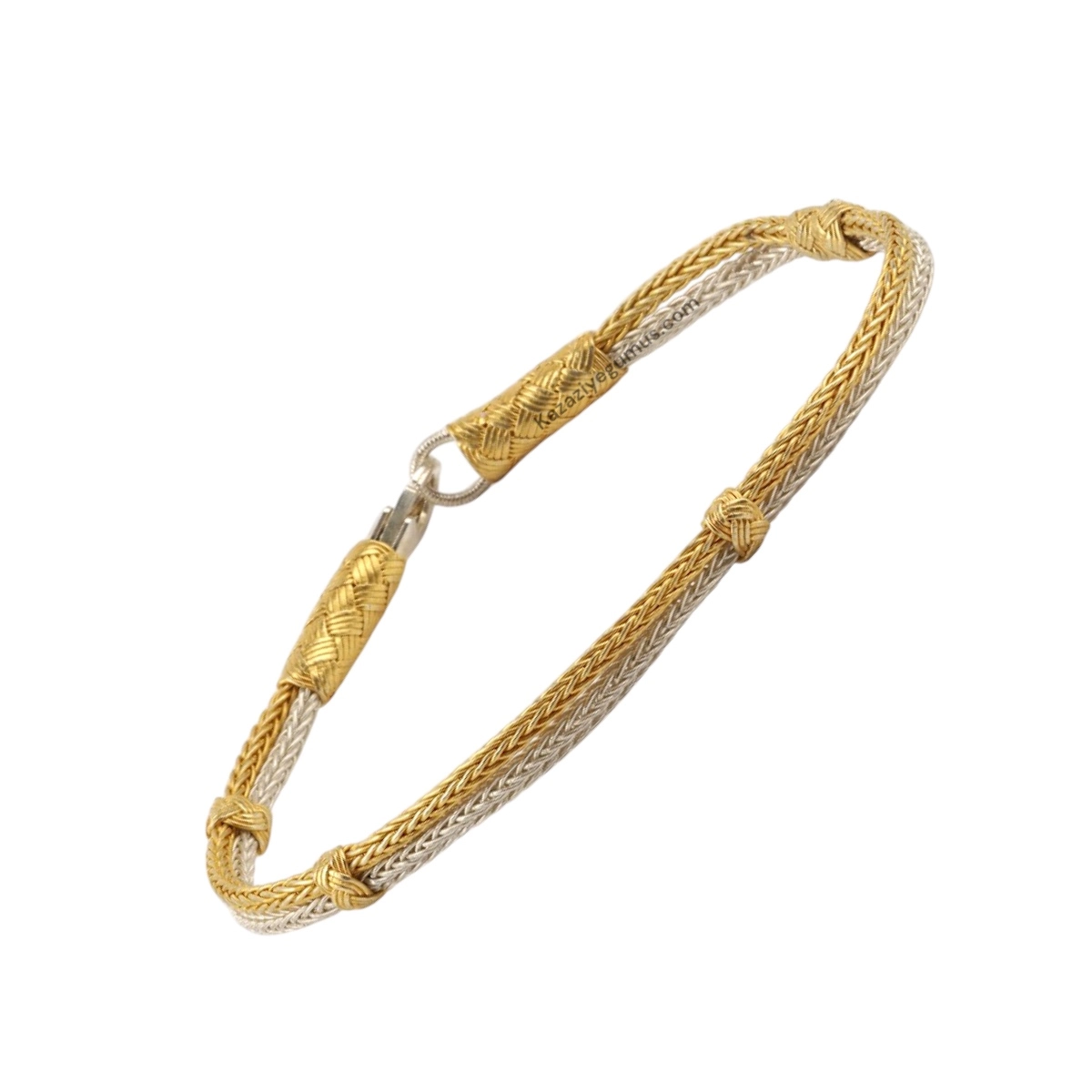 1000 Ayar Altın Kazaziye Bıcırıklı Gümüş Bileklik 