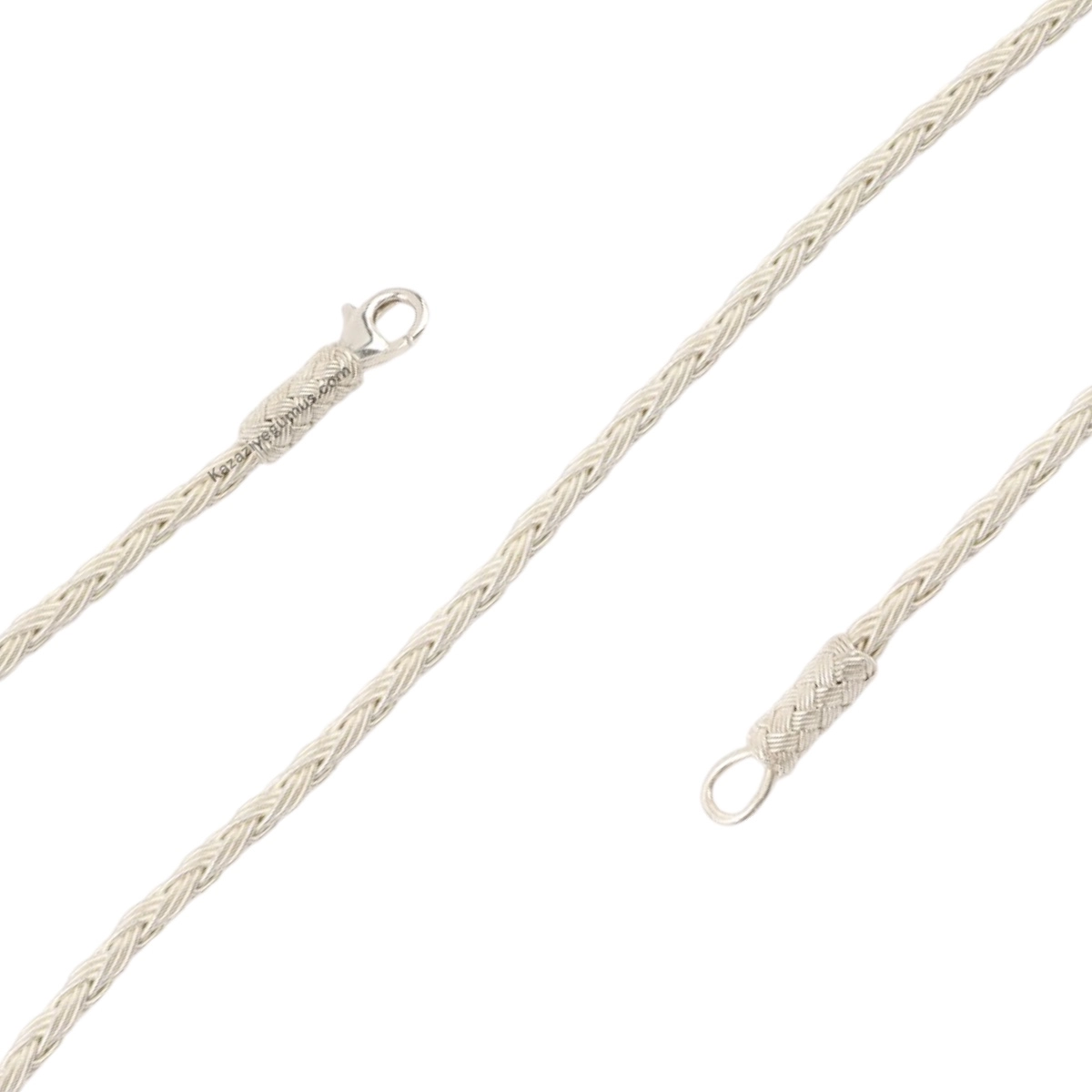 1000 Ayar Üçlü Örgü Beyaz Kazaziye Bileklik