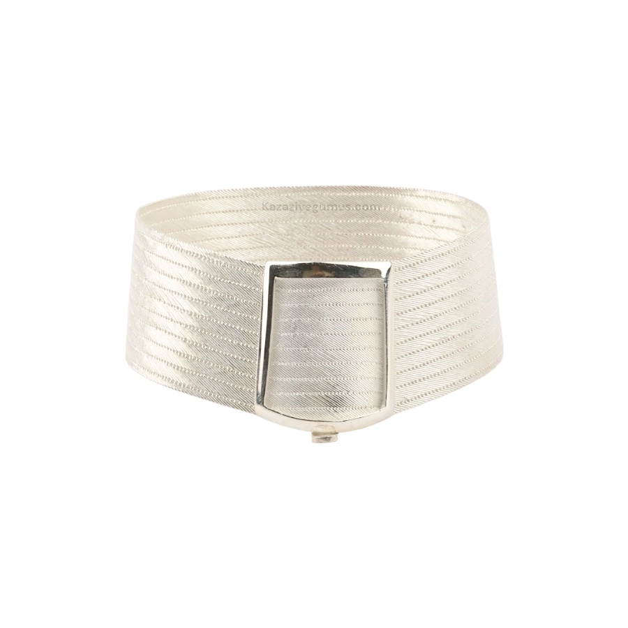 11 Row Klasik Tokalı Trabzon Hasırı Silver Bangle
