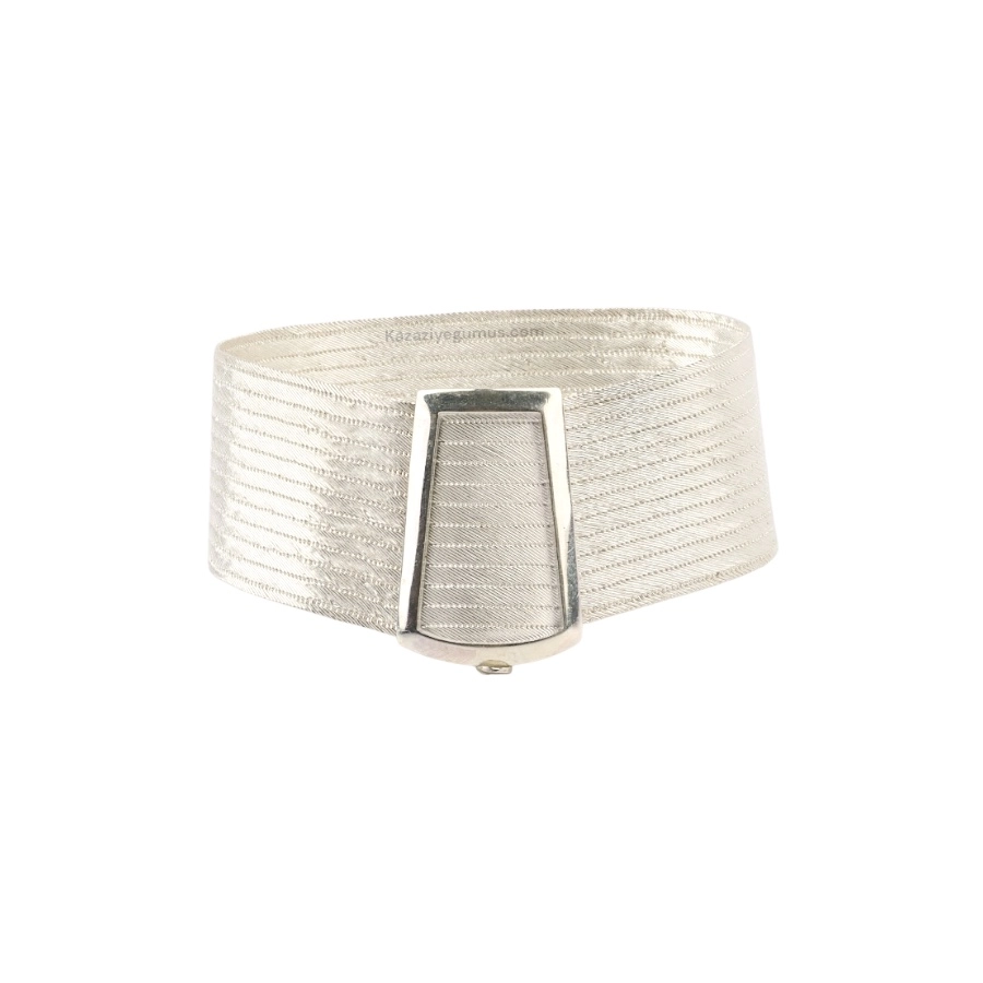13 Row Klasik Tokalı Trabzon Hasırı Silver Bangle