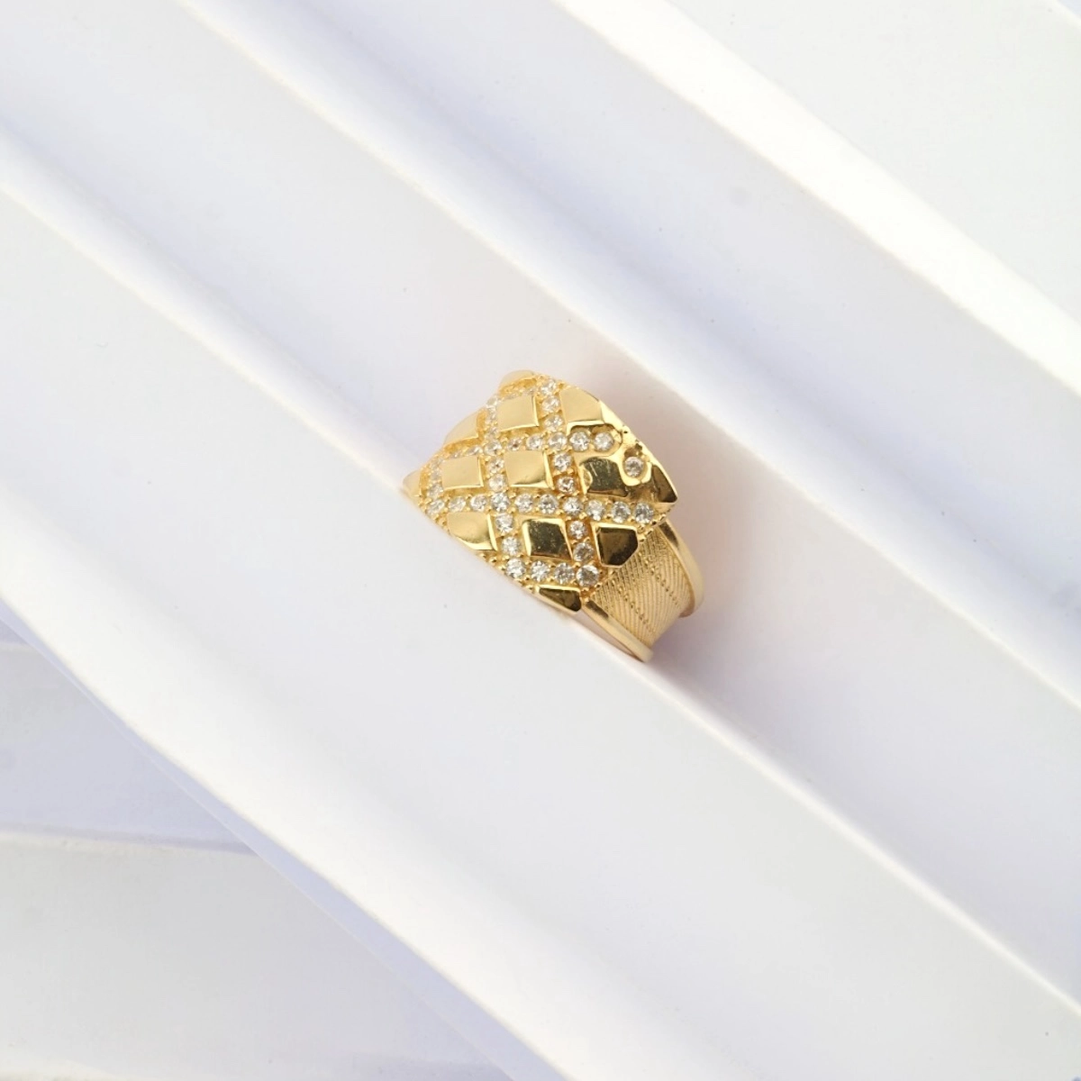 925 K Square Stone-set Trabzon Hasırı Silver Ring