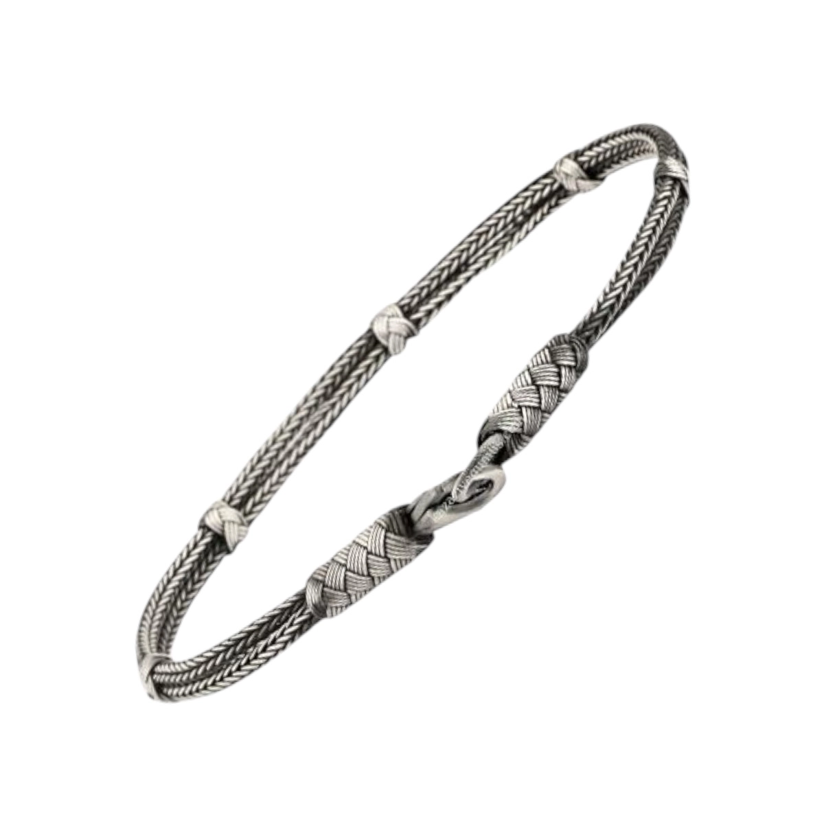 1000 Ayar Oksitli Kazaziye Bıcırıklı Gümüş Bileklik