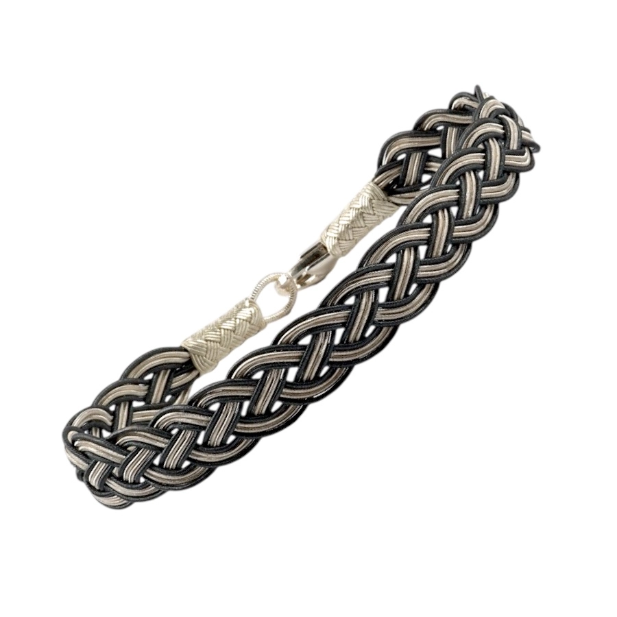 1000 Ayar Üç Örgülü Siyah Beyaz Kazaziye Bileklik