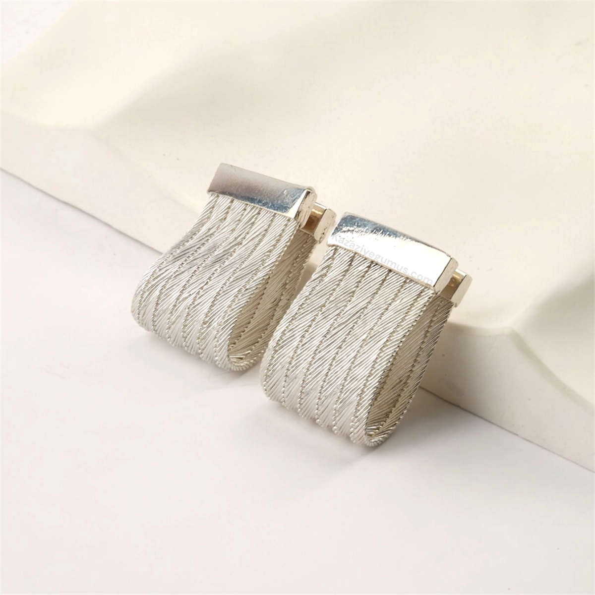 925 Sterling Trabzon Straw Silver Earrings