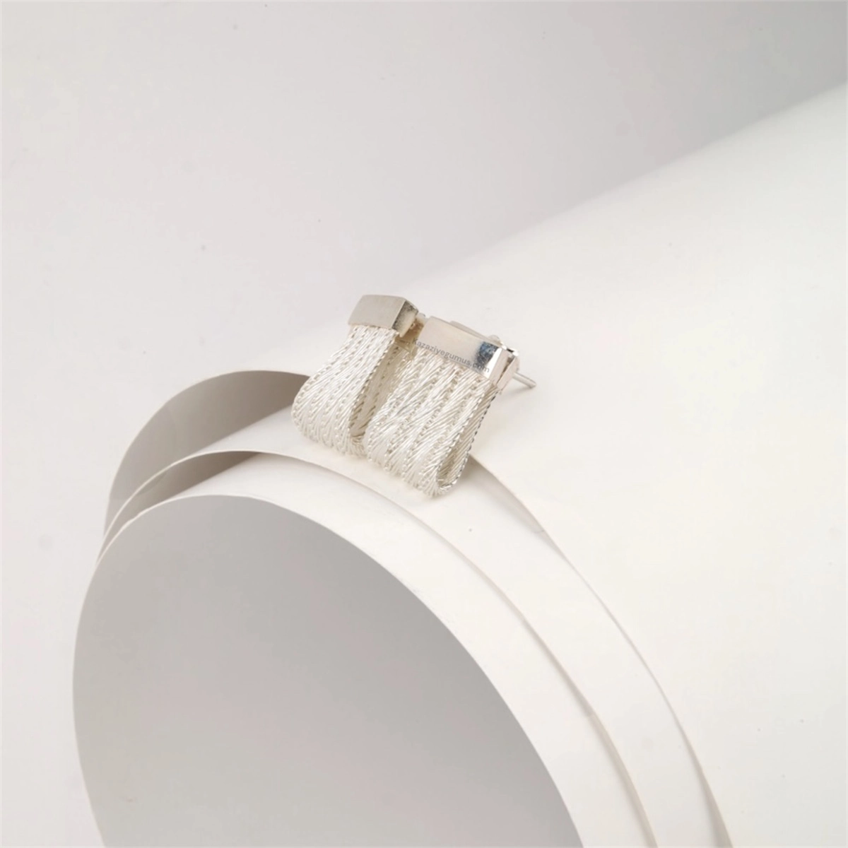925 K 5 Row Trabzon Hasırı Silver Earrings