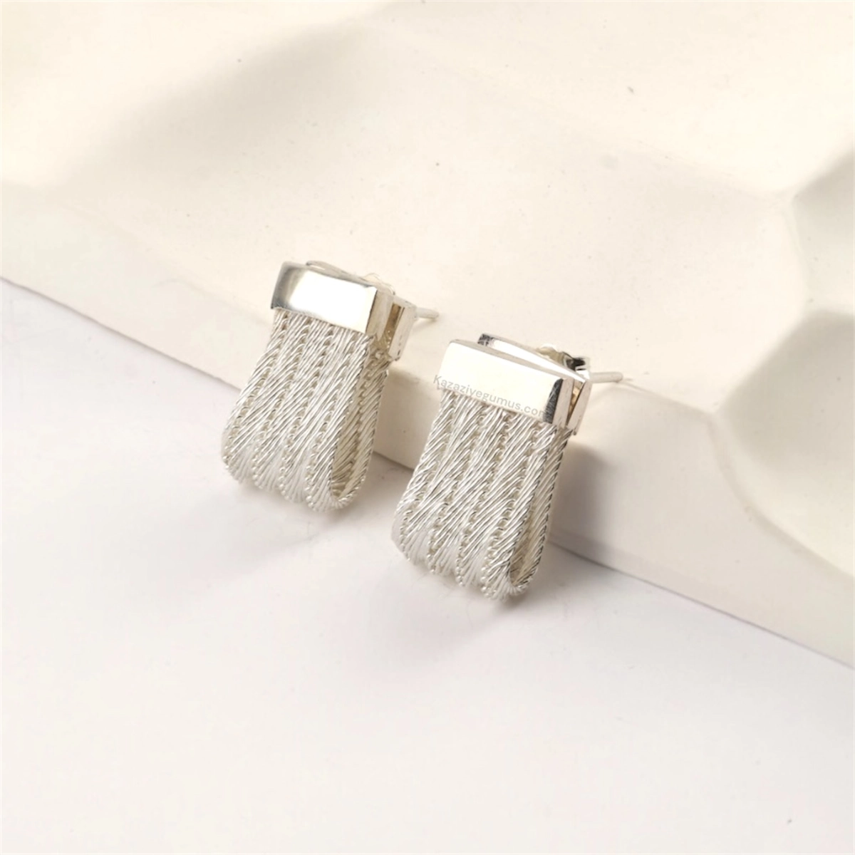 925 Sterling Trabzon Straw Silver Earrings