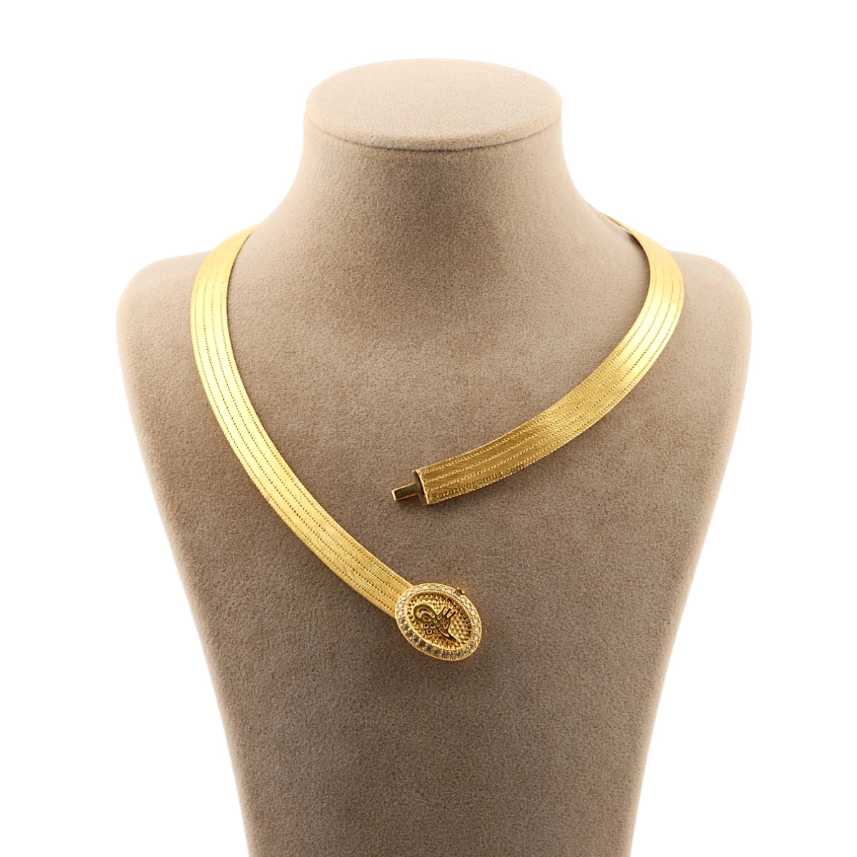 5 Row Trabzon Wicker Tugra Model Buckle Necklace