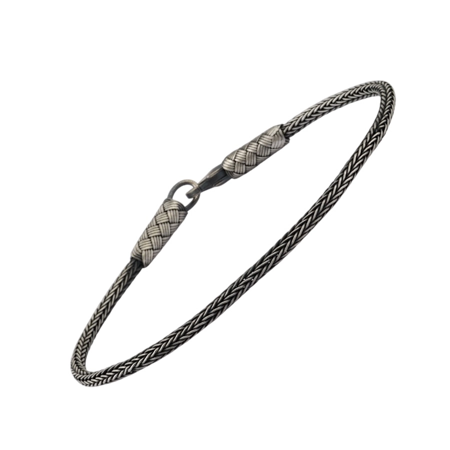 1000 Ayar Kazaziye Gümüşü Oksitli Halat Bileklik