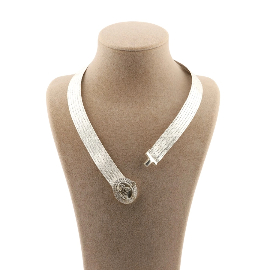 5 Row Trabzon Wicker Silver Necklace
