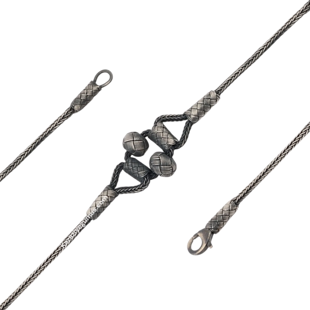 1000 Carat Kazaziye Two-Ball Silver Bracelet