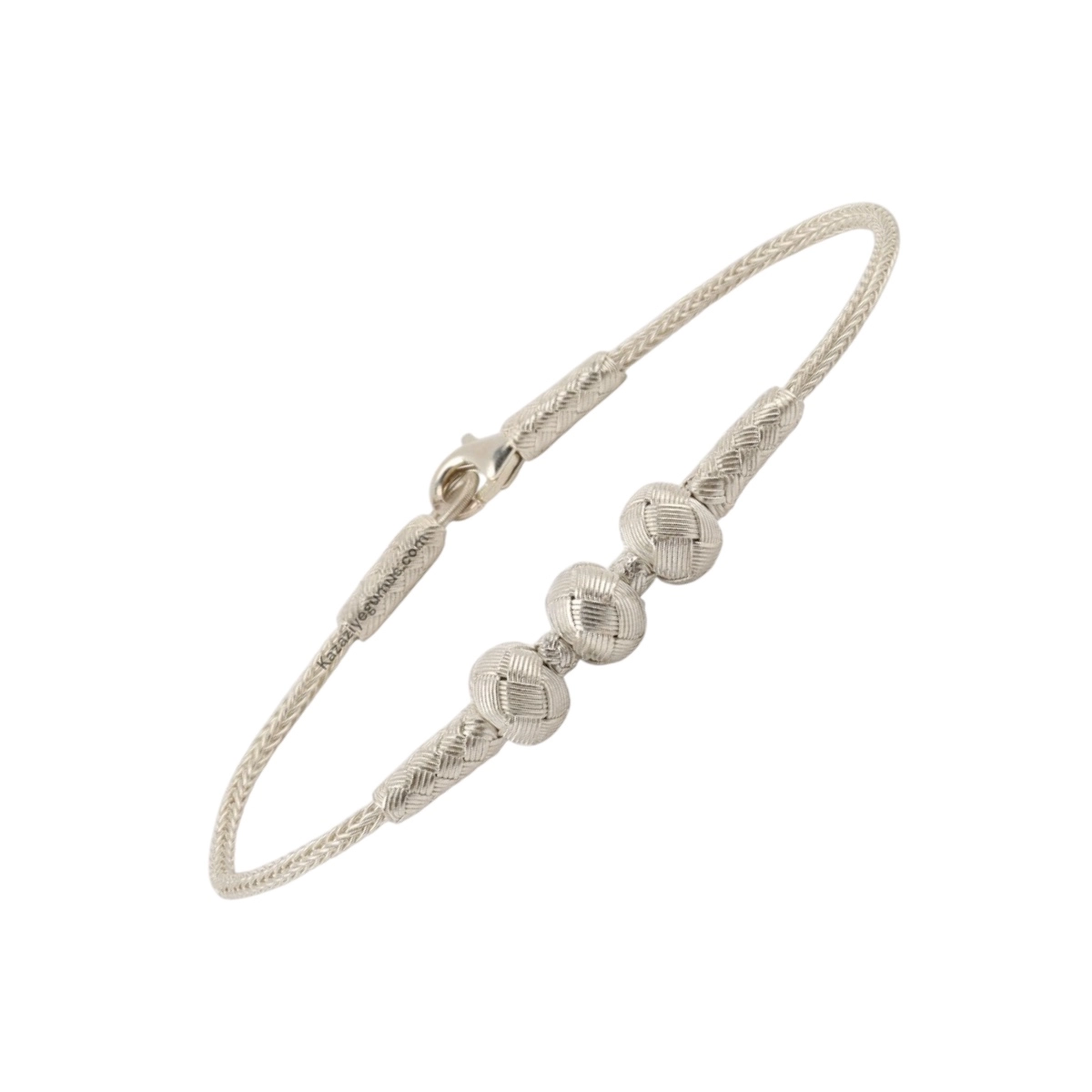 1000 Ayar Kazaziye Üç Toplu Beyaz Gümüş Bileklik