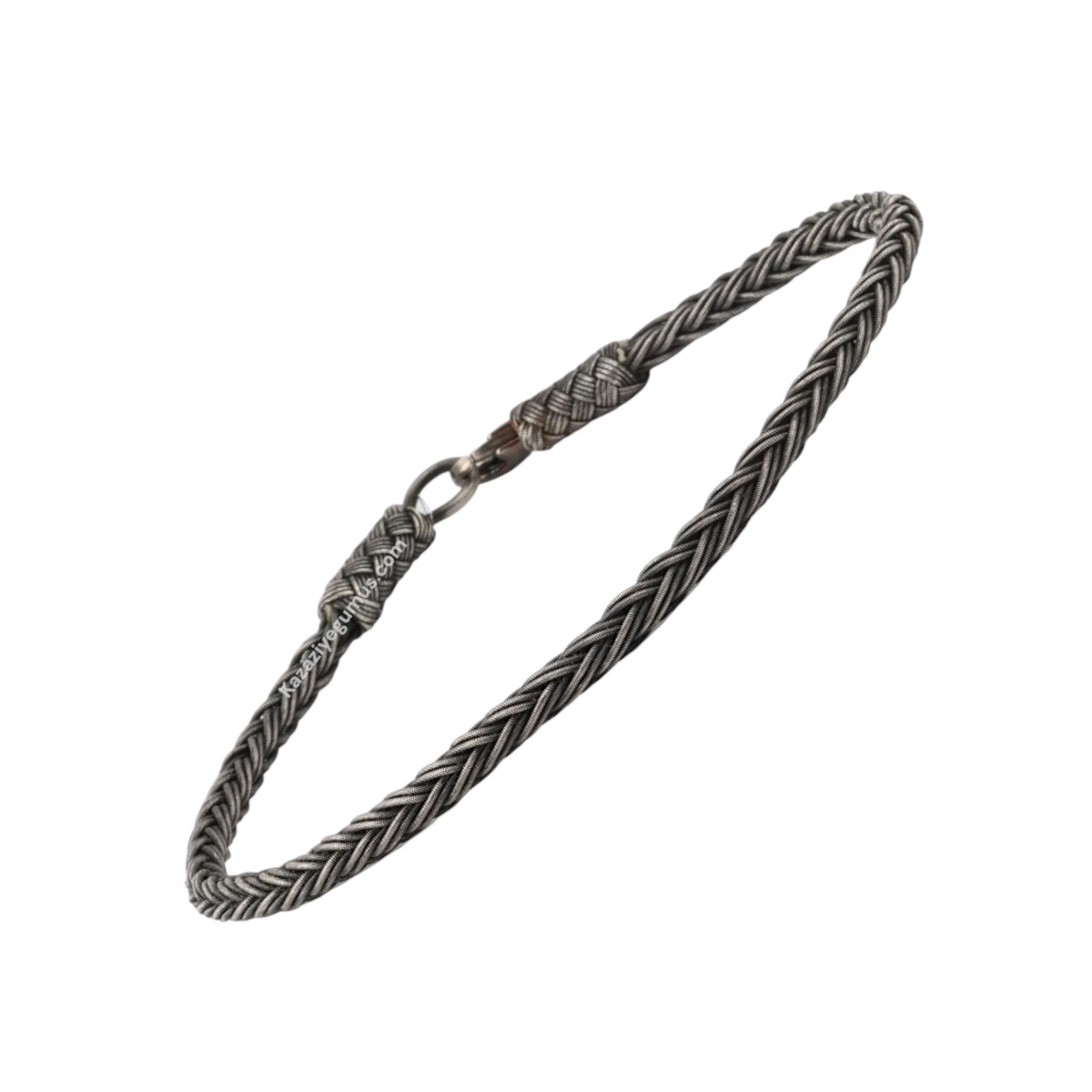 1000 Ayar Balıksırtı Örgü Oksitli Kazaziye Gümüş Bileklik