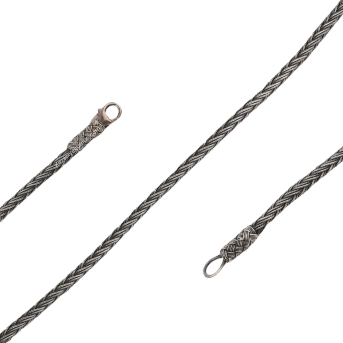 1000 Ayar Balıksırtı Örgü Oksitli Kazaziye Gümüş Bileklik