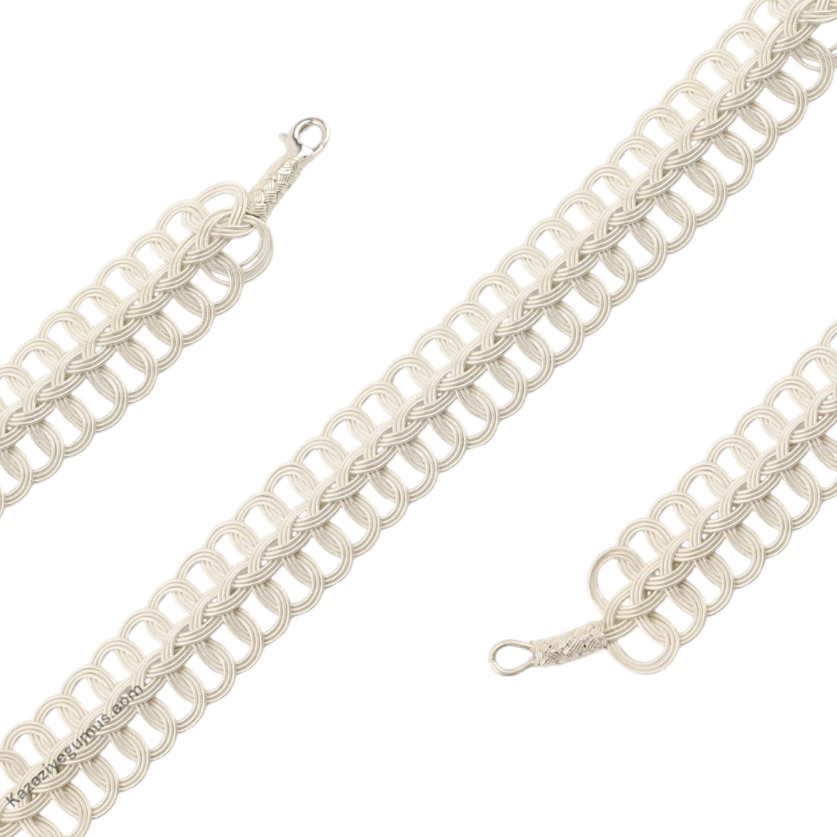 1000 Ayar Kazaziye Balıksırtı Beyaz Gümüş Bileklik