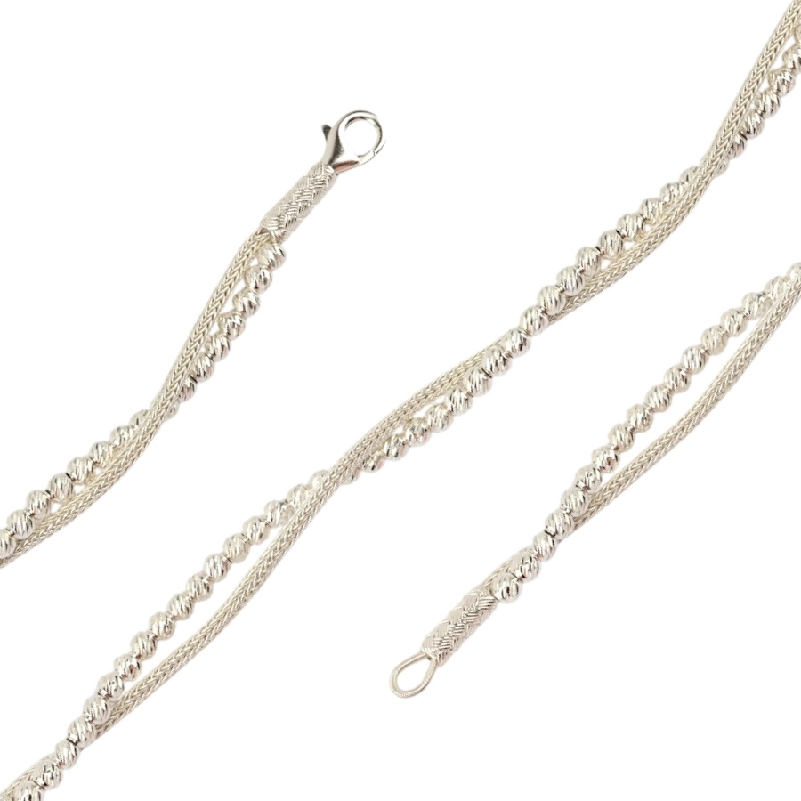 1000 Ayar Dorika Sıra Toplu Kazaziye Gümüş Bileklik