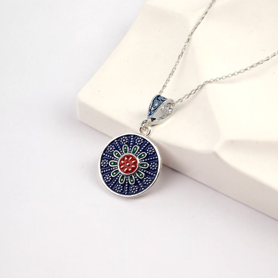 925 Sterling Silver Necklace with Gilded Enamel