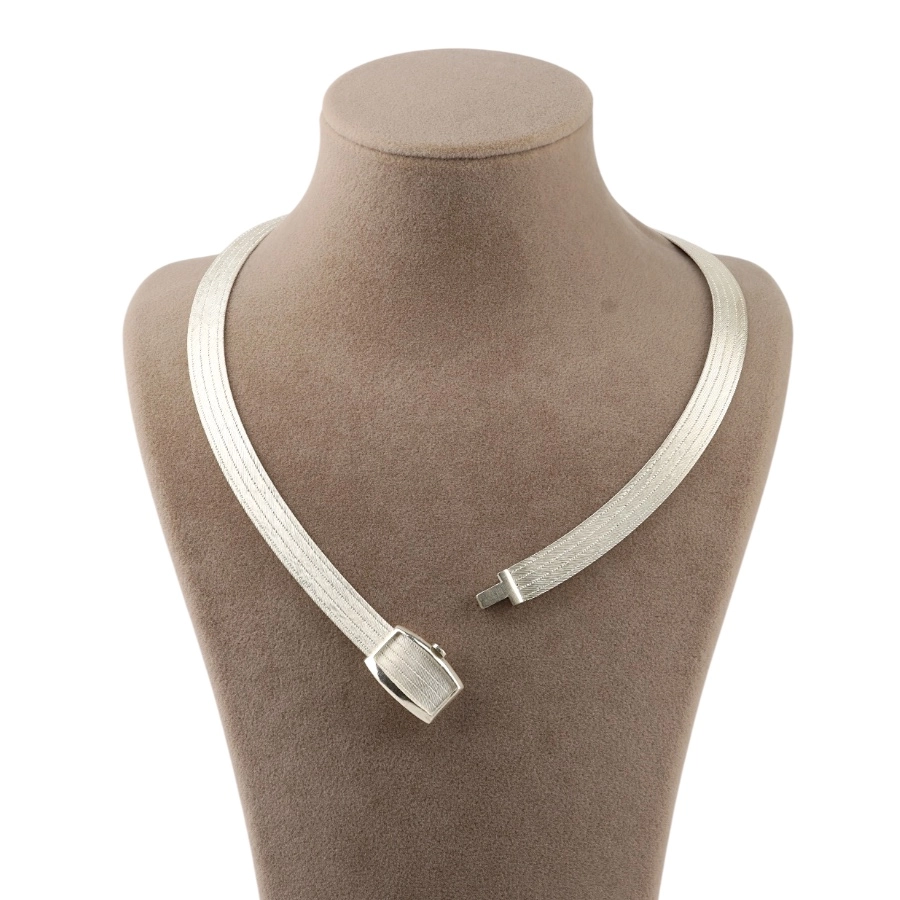 5 Row Trabzon Wicker Silver Necklace