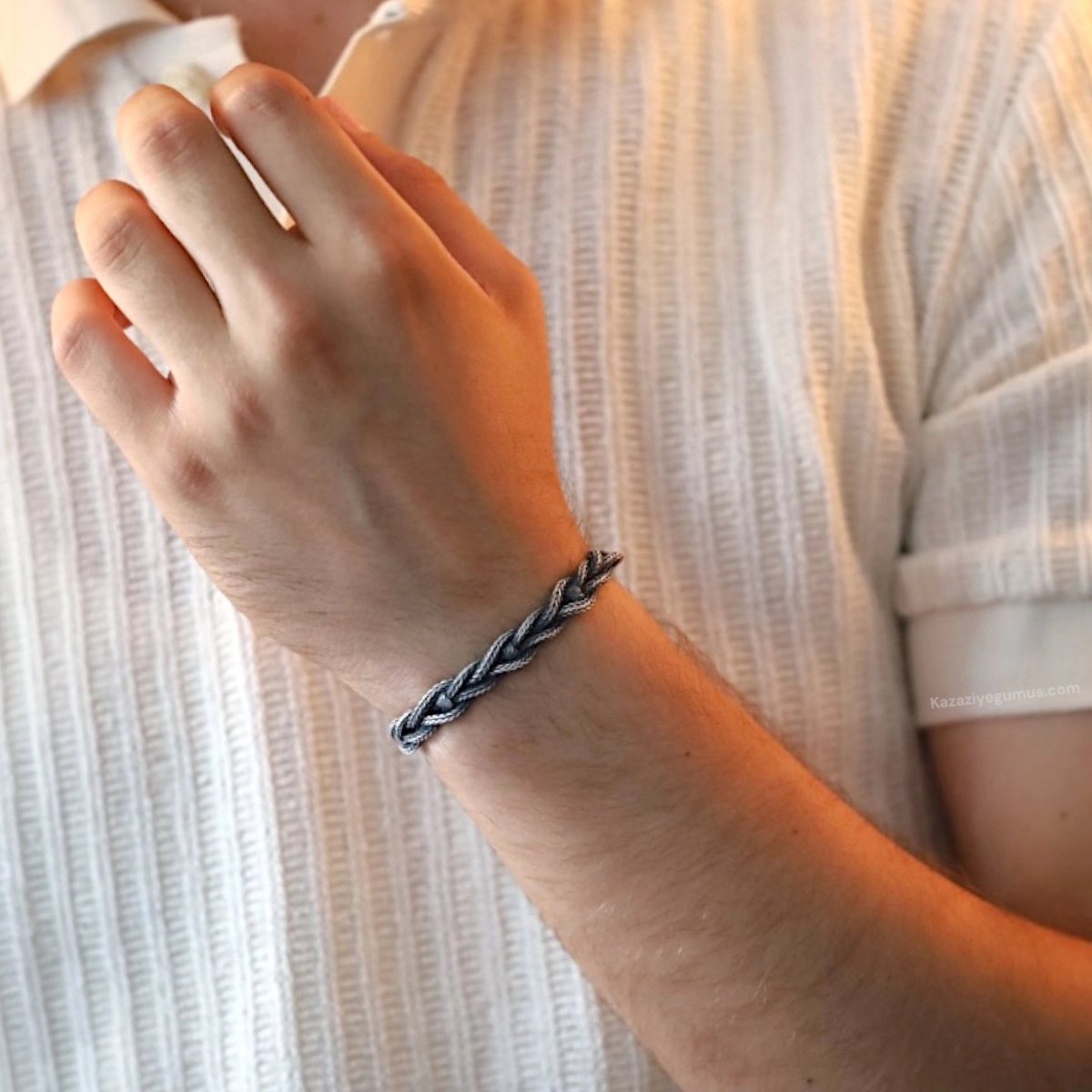 1000 Carat Kazaziye Knitted Silver Bracelet