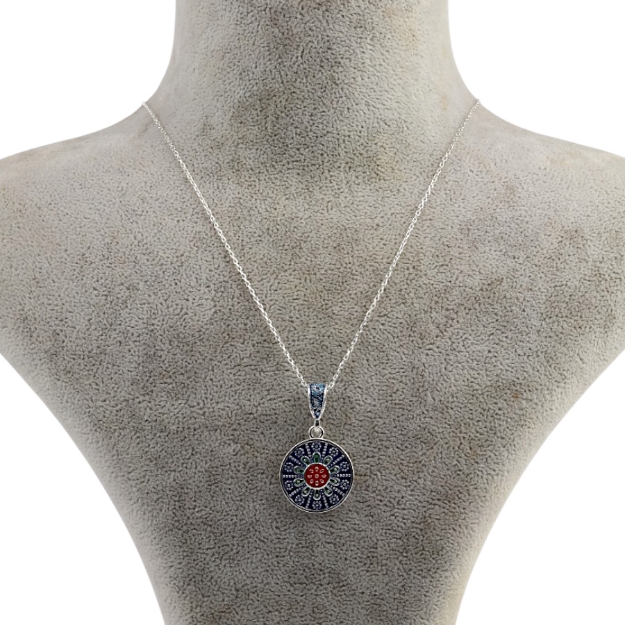 925 Sterling Silver Necklace with Gilded Enamel