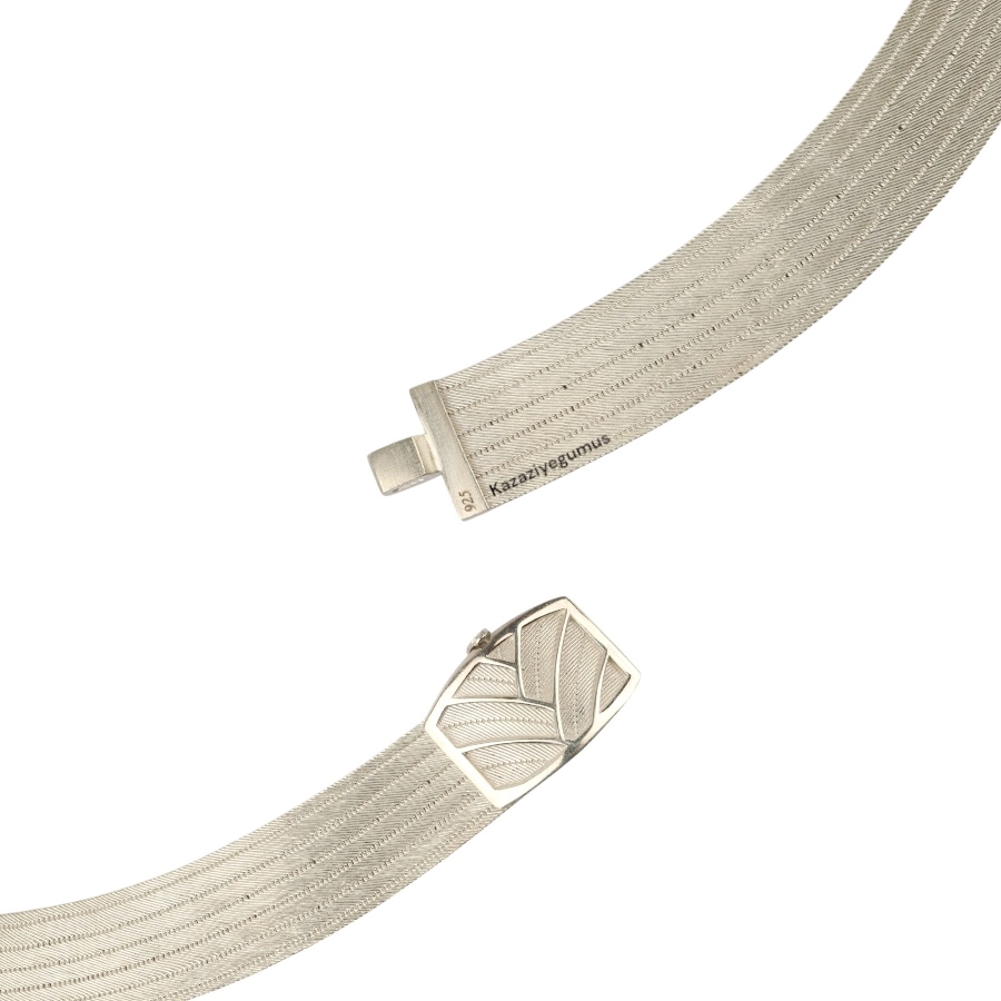 7 Row Trabzon Wicker Silver Necklace