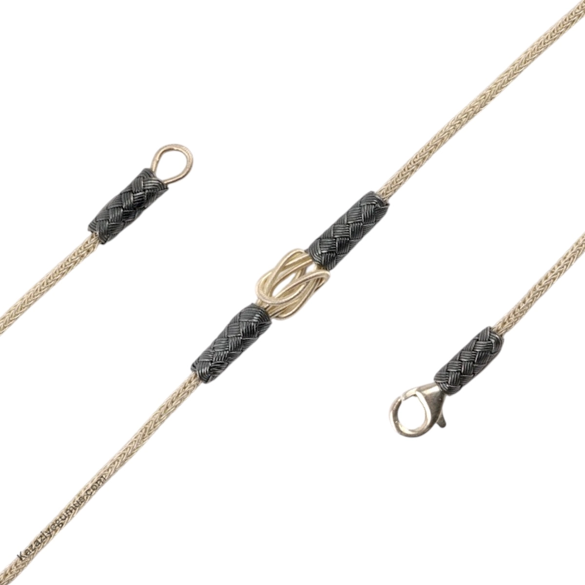 1000 Ayar Kazaziye Siyah Beyaz Örgü Bileklik