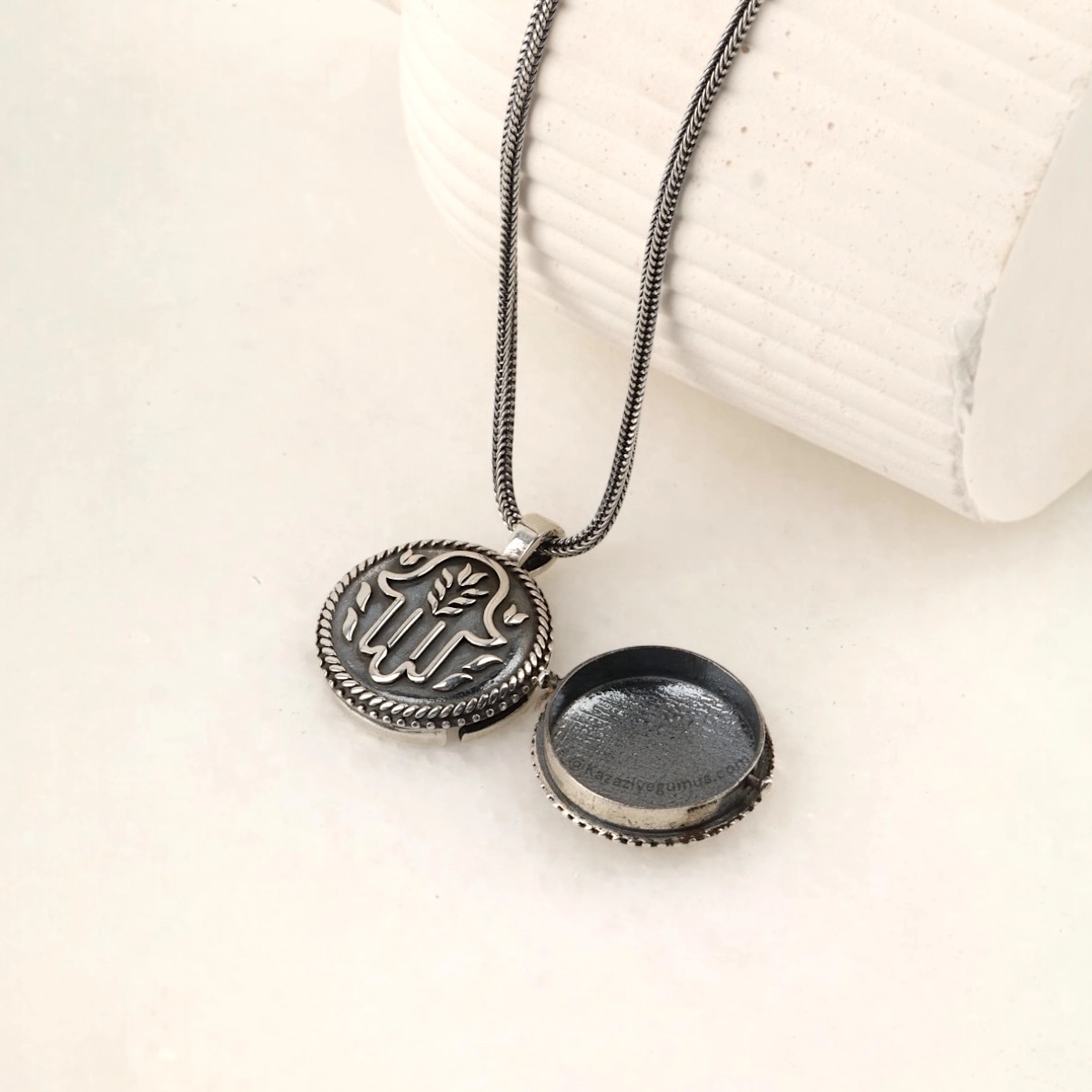 925 Sterling Fatima Embroidered Amulet Necklace