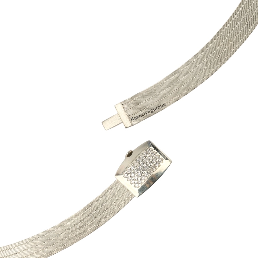 5 Row Trabzon Wicker Silver Necklace
