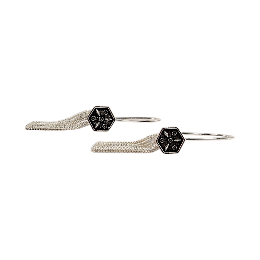 925 K Rüzgar Rose Motif Mardin Mesh Earrings