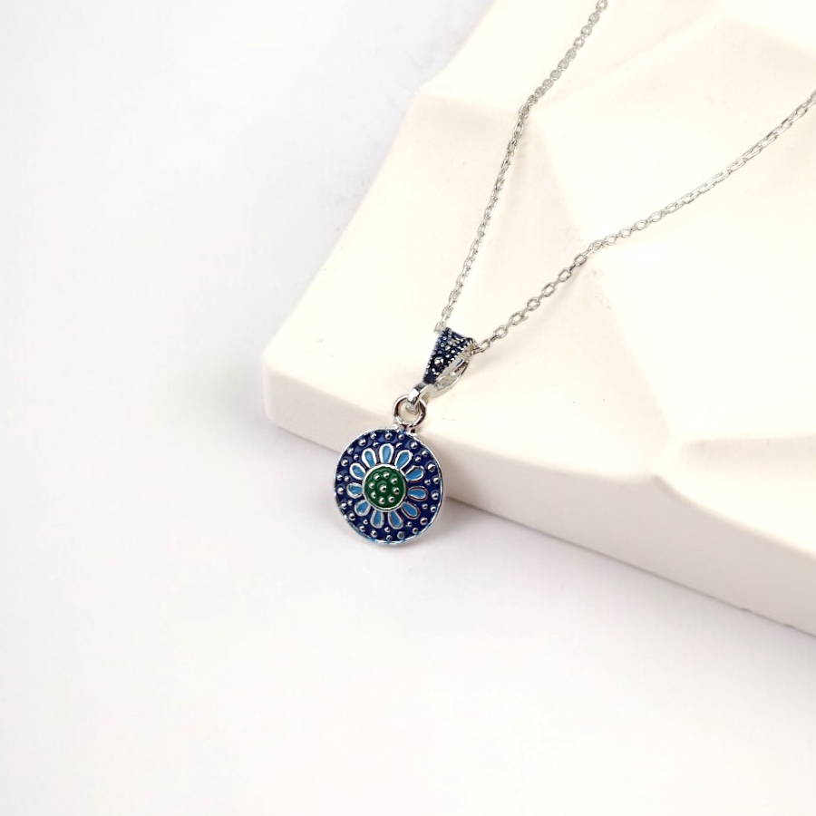 925 Sterling Silver Necklace with Gilded Enamel