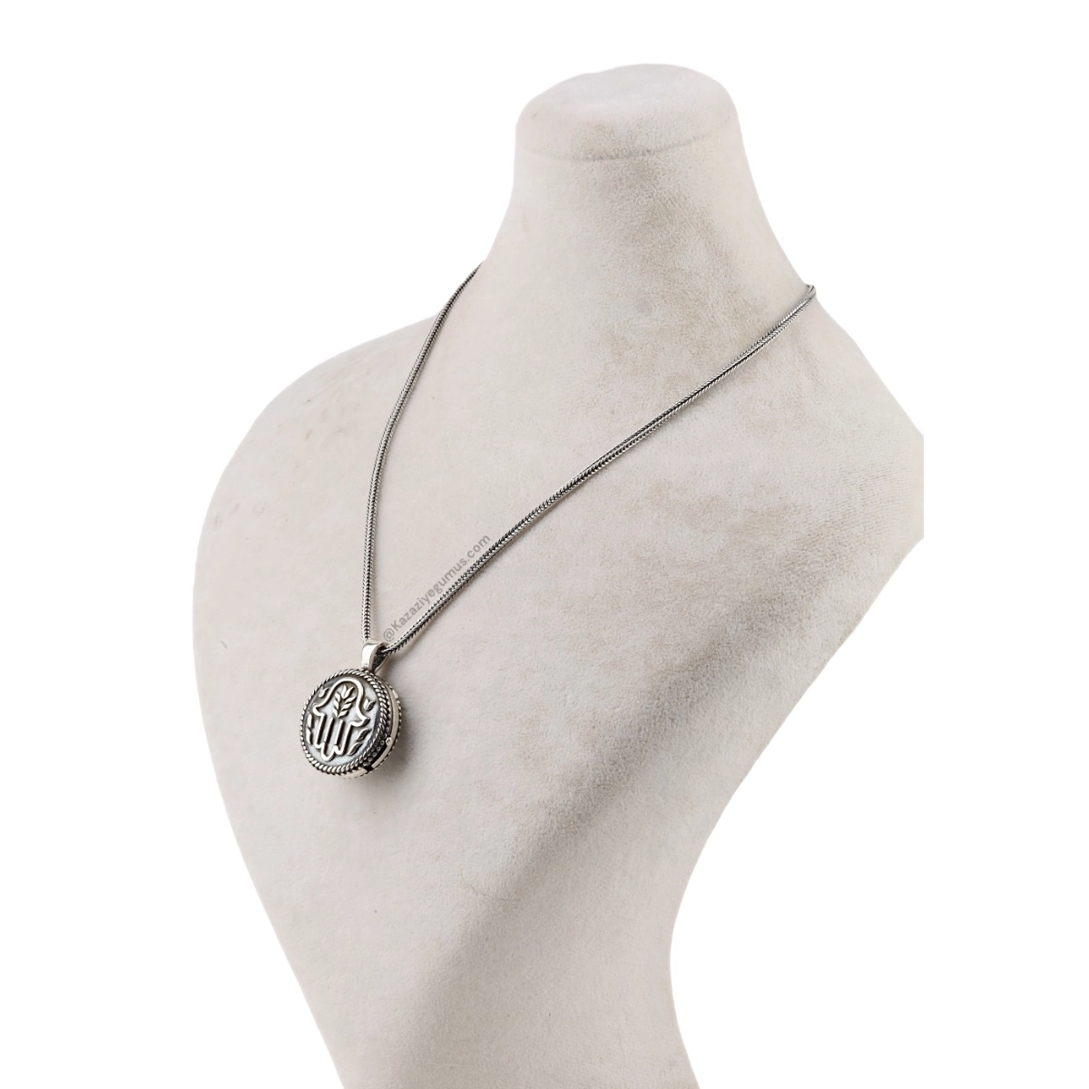 925 Sterling Fatima Embroidered Amulet Necklace