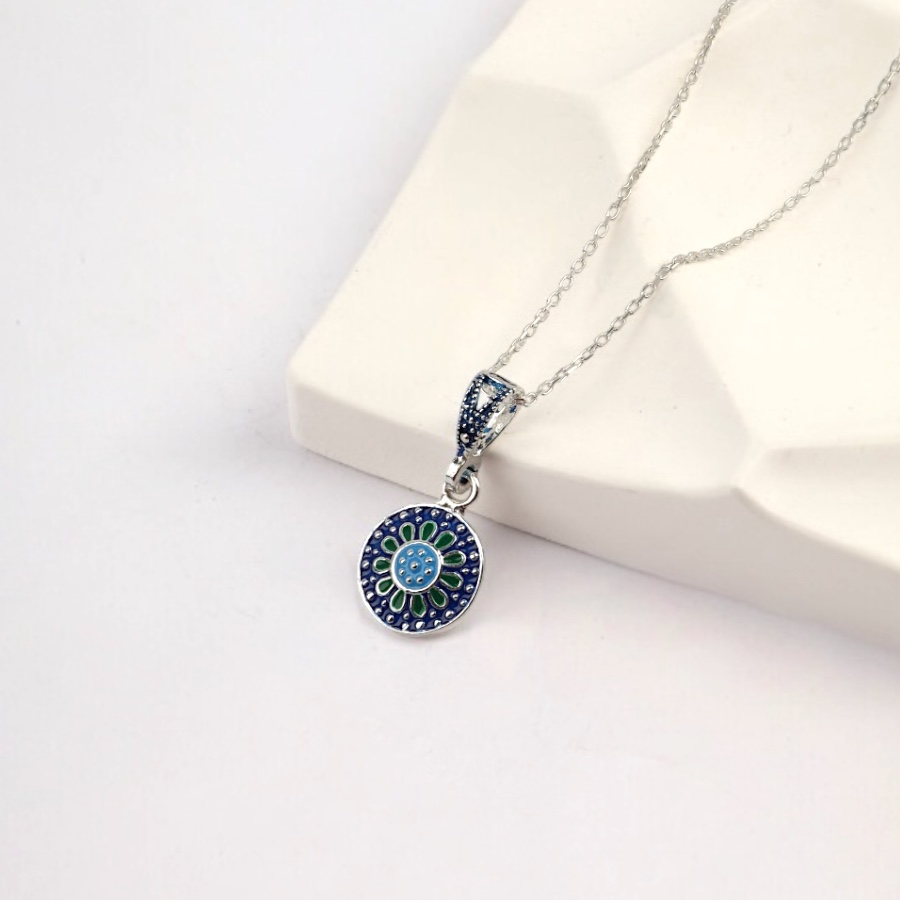 925 Sterling Silver Necklace with Gilded Enamel