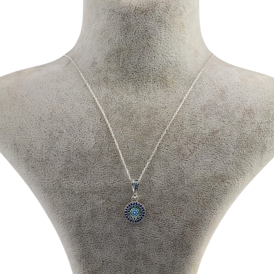 925 Sterling Silver Necklace with Gilded Enamel