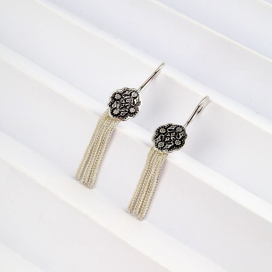 925 Carat Flower Motif Mardin Straw Earrings
