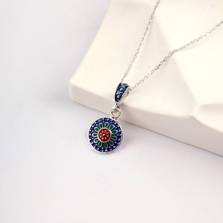 925 Sterling Silver Necklace with Gilded Enamel