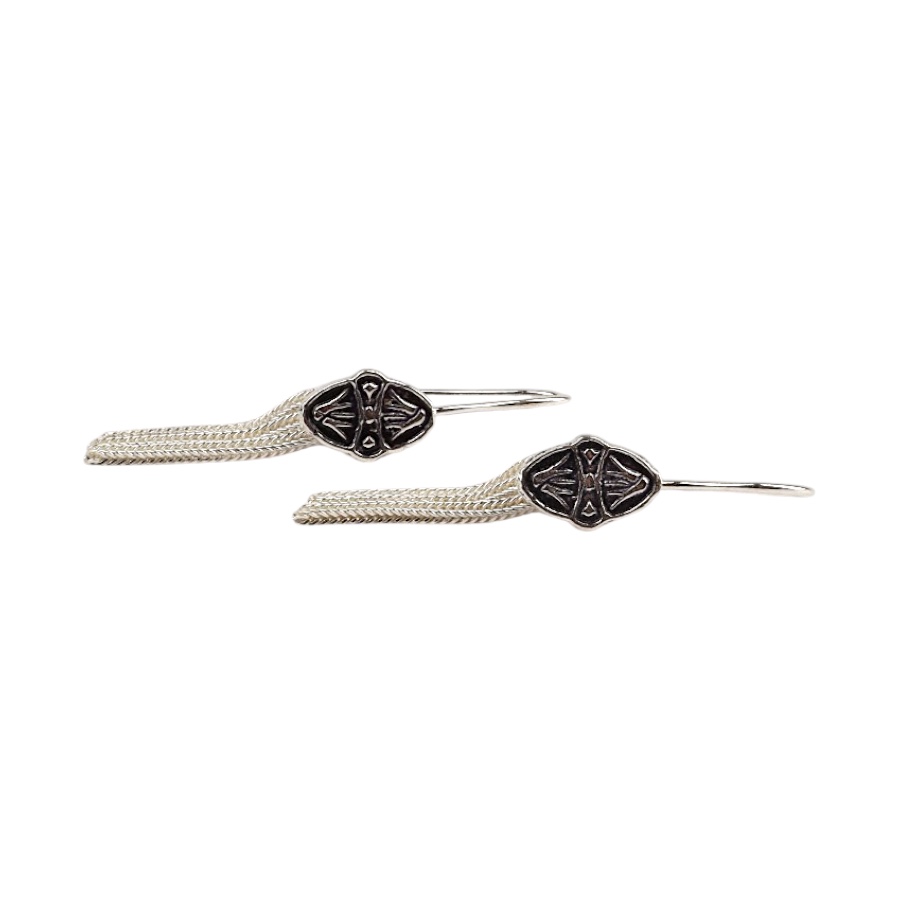 925 K Rüzgar Rose Motif Mardin Mesh Earrings