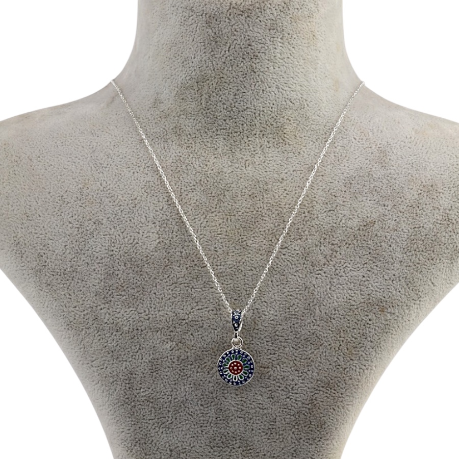 925 Sterling Silver Necklace with Gilded Enamel