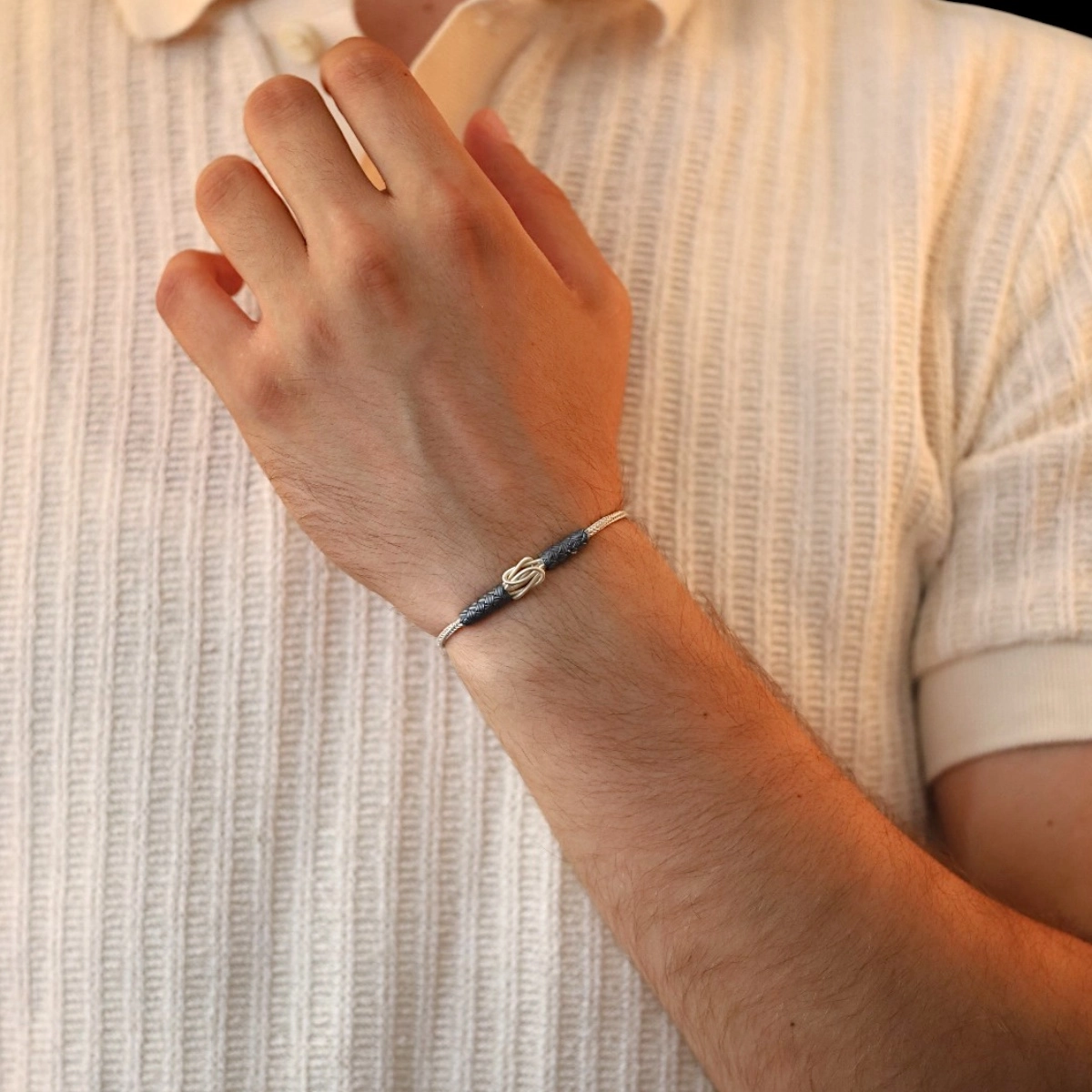 1000 Ayar Kazaziye Siyah Beyaz Örgü Bileklik