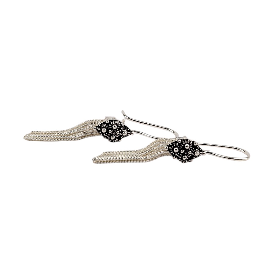 925 K Daisy Motif Mardin Mesh Earrings