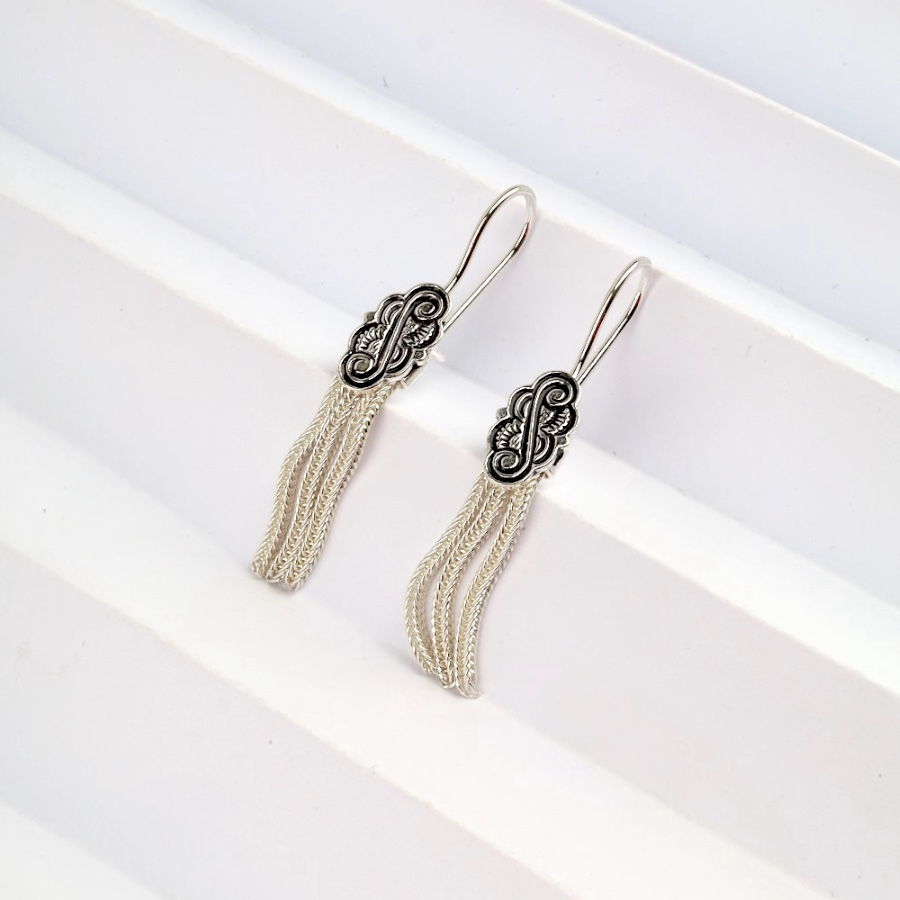 925 Carat Flower Motif Mardin Straw Earrings