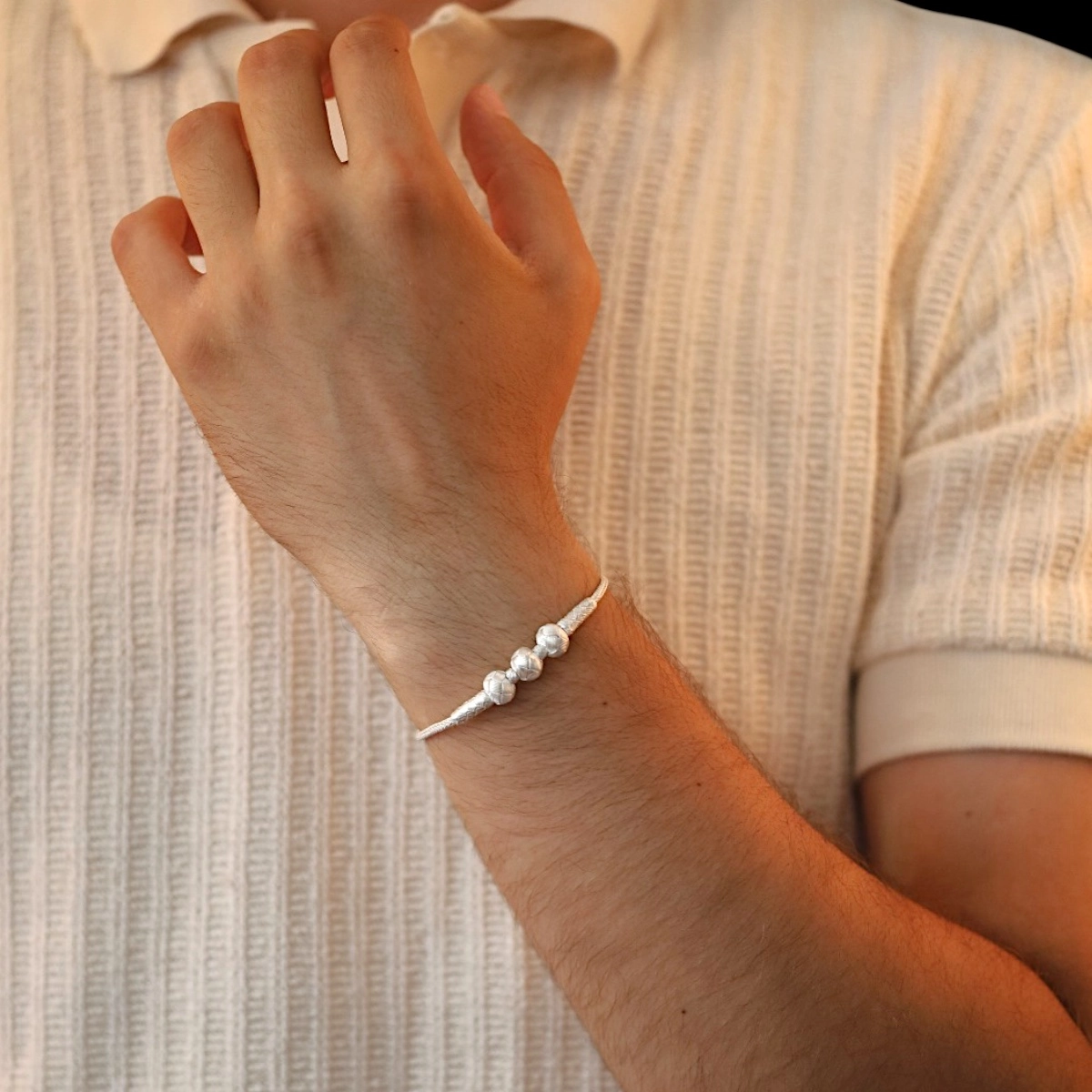 1000 Ayar Kazaziye Üç Toplu Beyaz Gümüş Bileklik