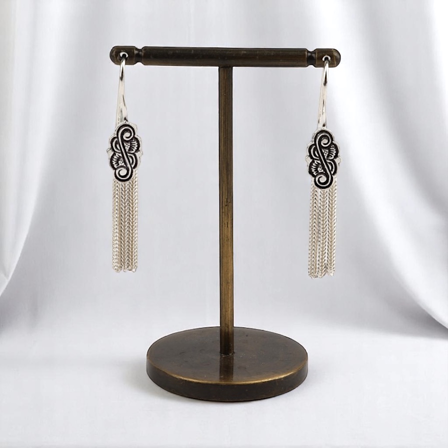 925 Carat Flower Motif Mardin Straw Earrings