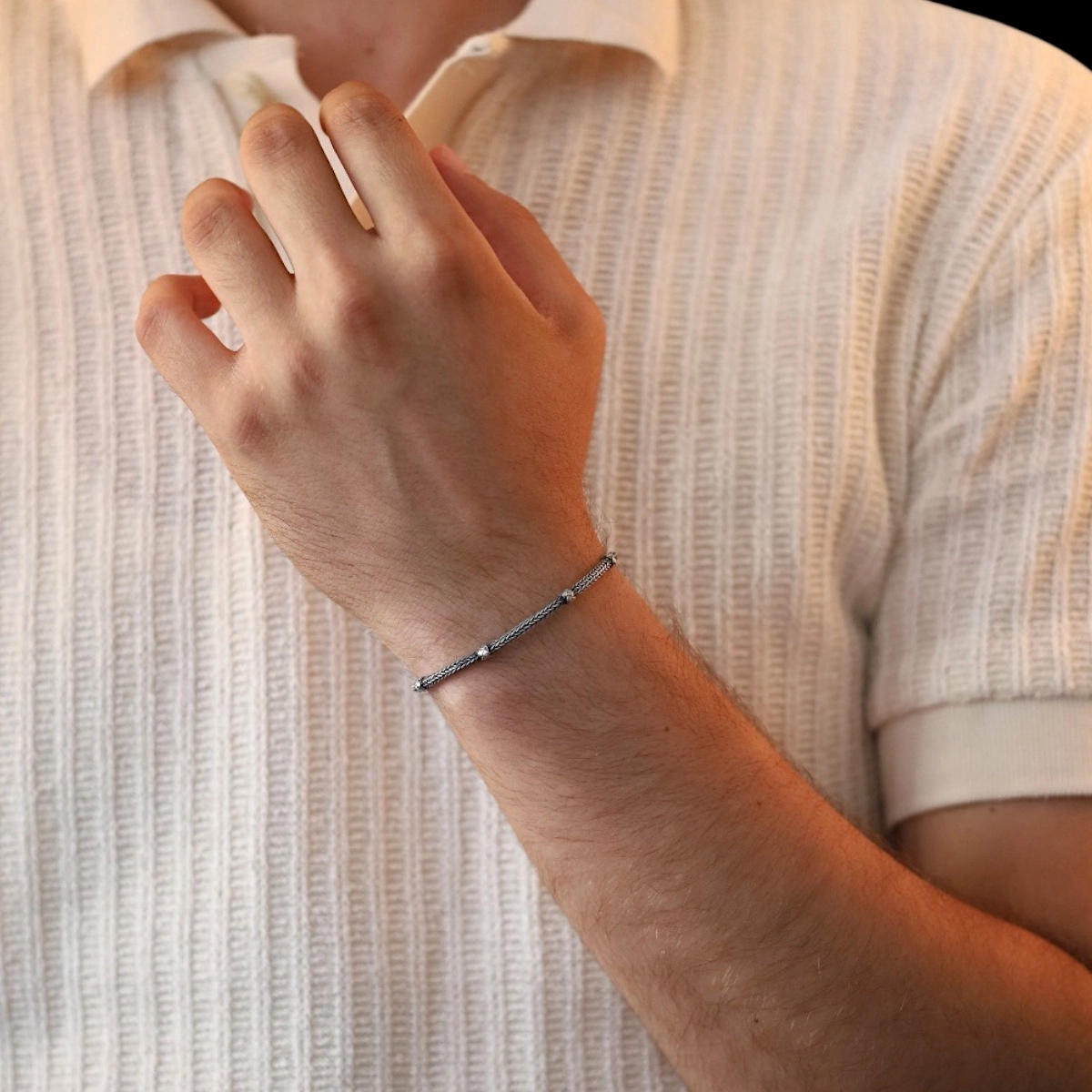 1000 Carat Double Knit Oxidized Kazaziye Bracelet