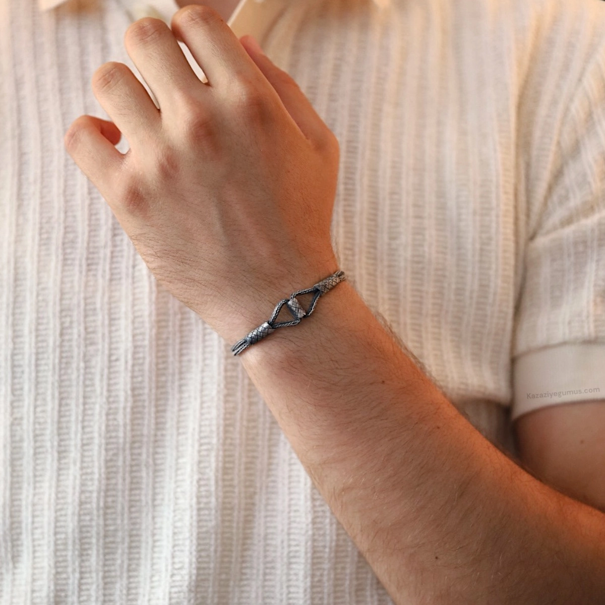 1000 Ayar Kazaziye Oksitli Gümüş Bileklik