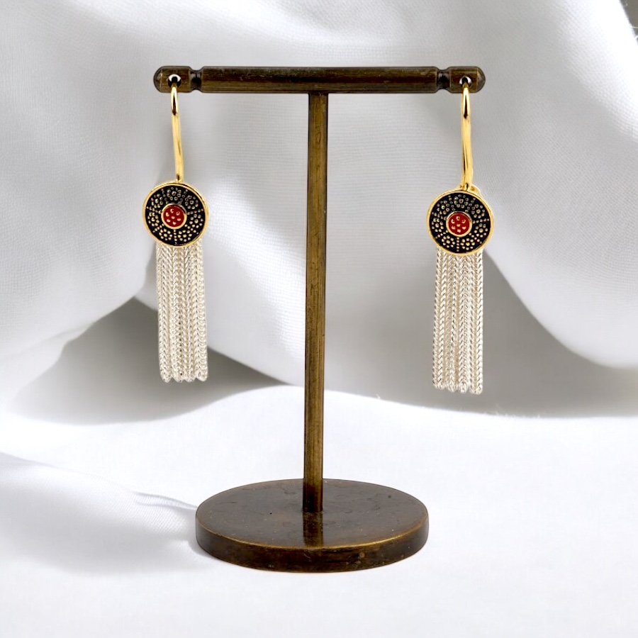 925 Carat Flower Motif Mardin Straw Earrings