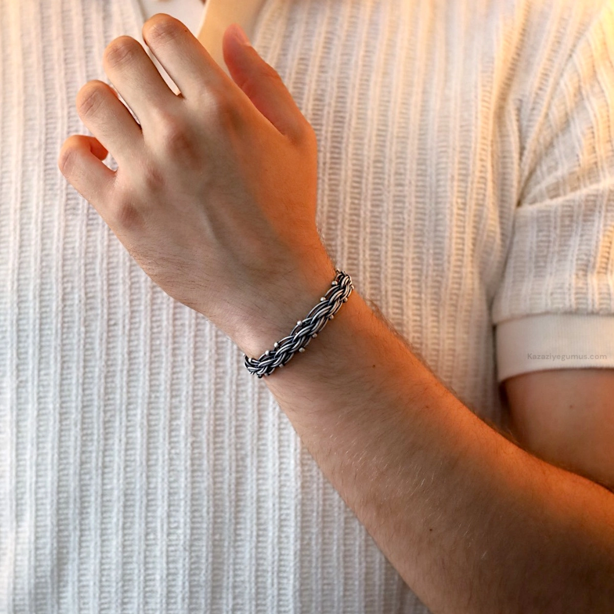 1000 Ayar Kalın Dorika Kazaziye Gümüş Bileklik