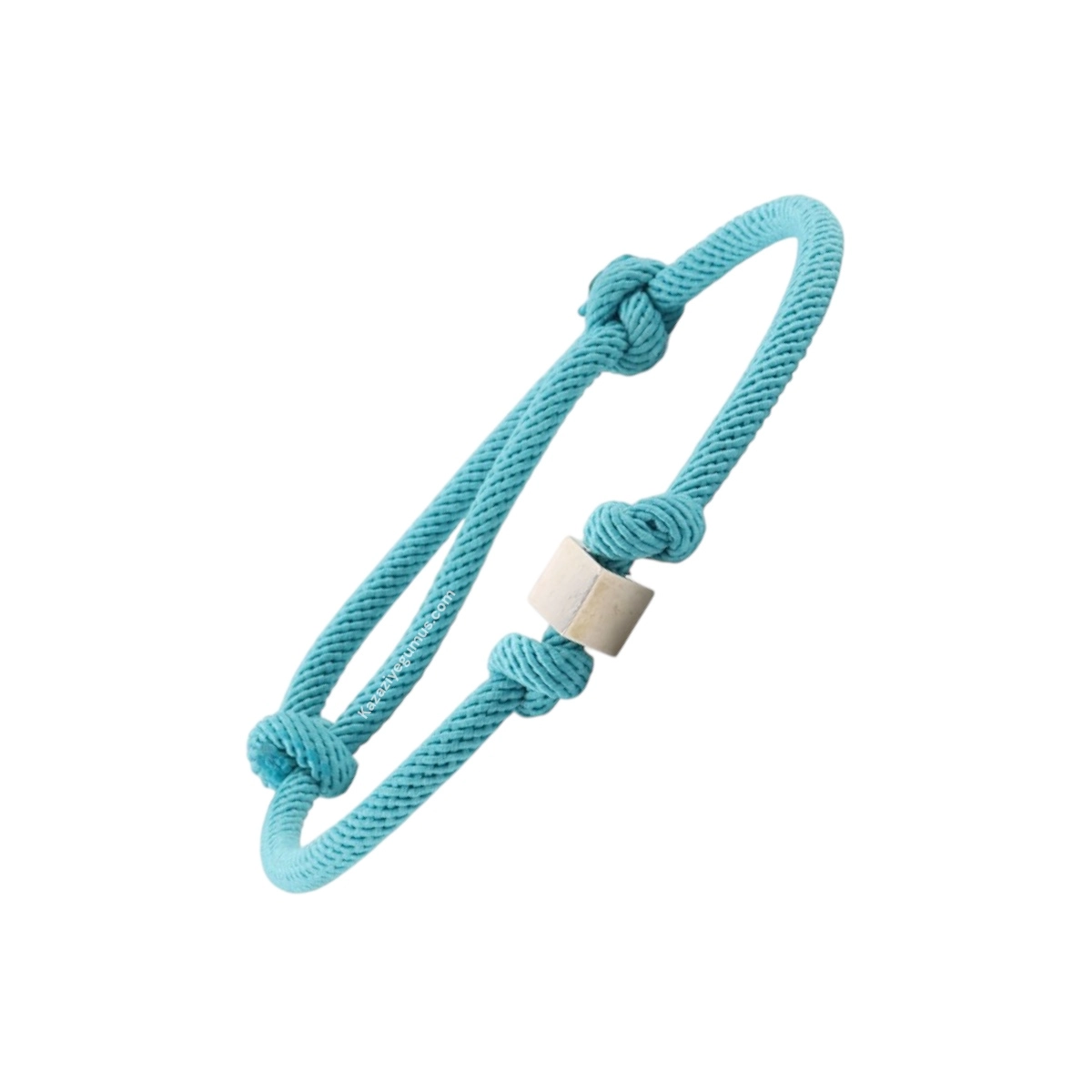 925 Ayar Turkuaz Unisex Küp İp Bileklik