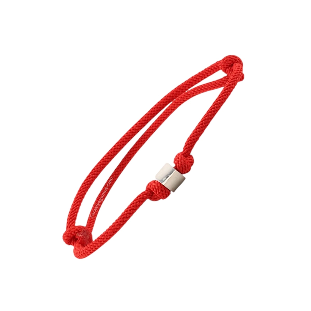 925 Ayar Kırmızı Unisex Küp İp Bileklik
