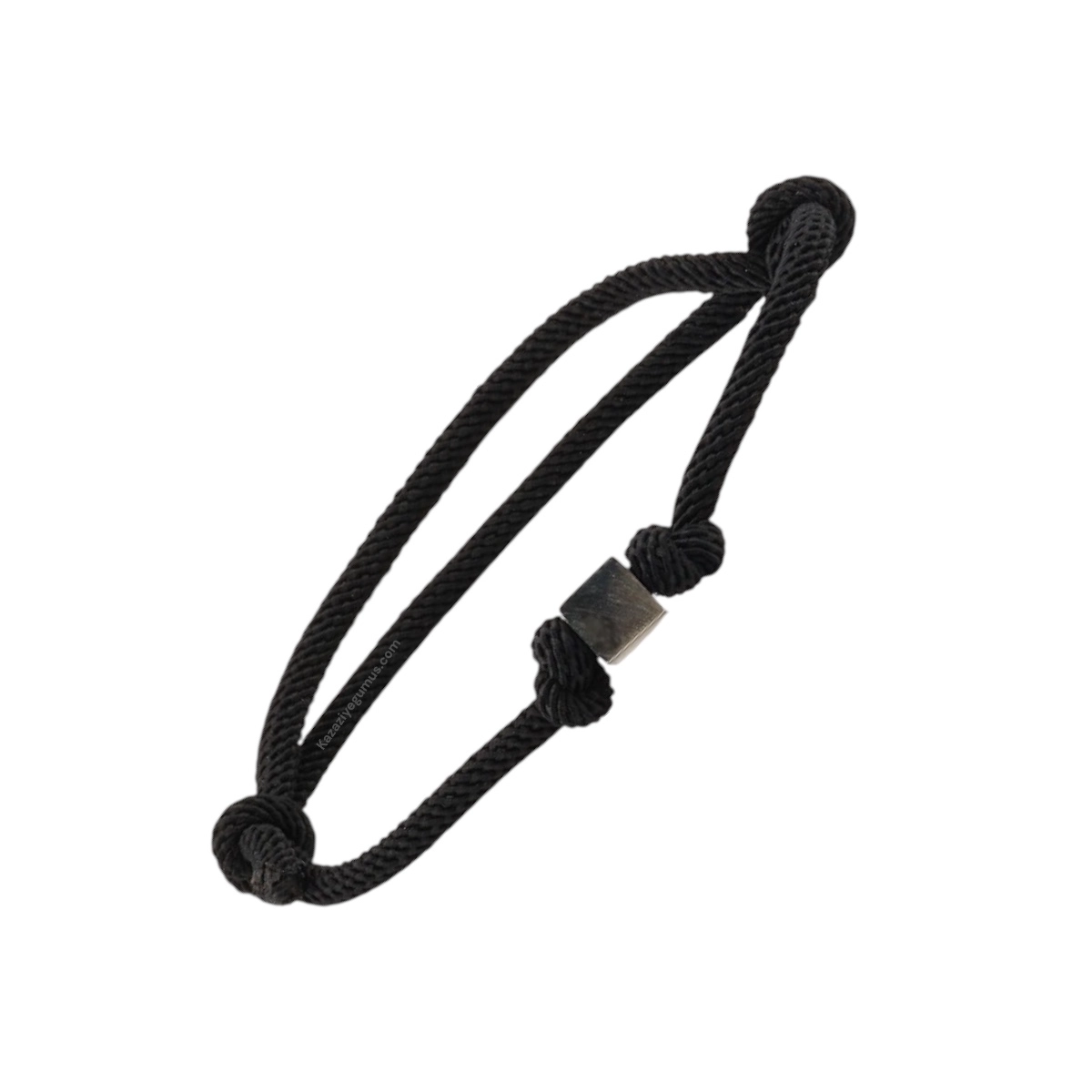925 Ayar Siyah Unisex Küp İp Bileklik